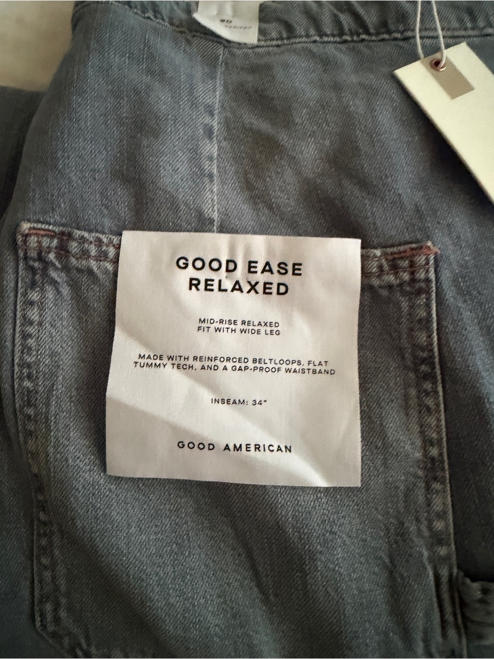 Good American Good Ease Relaxed Wide Leg Jeans in Dusty Blue Gray